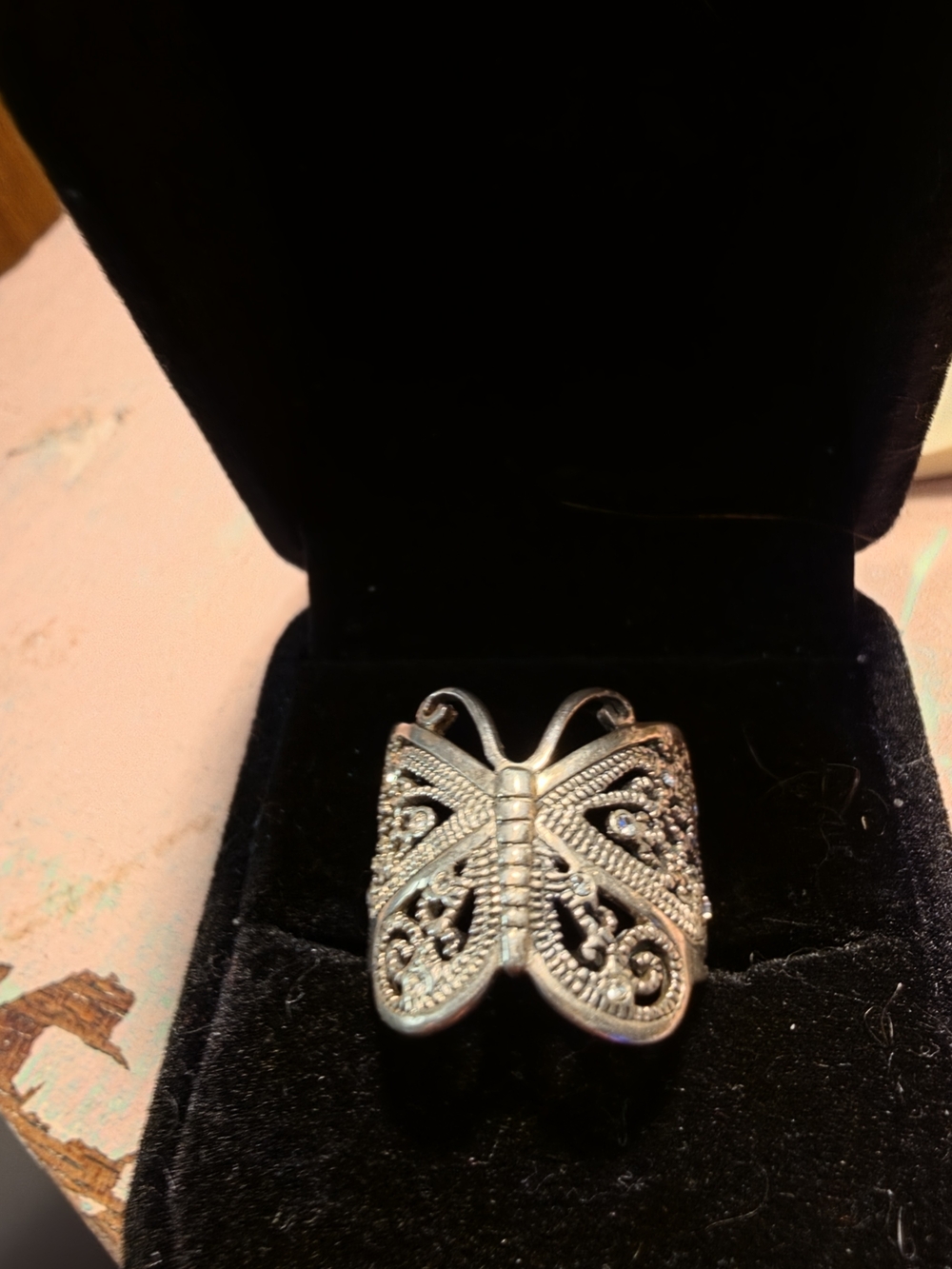 Vintage-Inspired Sterling Silver Butterfly Filigree Ring - Women's Jewelry